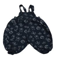 Tmavomodré laclové tepláky s obrázky