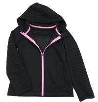 Černá sportovní thermo propínací mikina s kapucí Dunnes