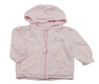 Svetloružová prepínaci mikina s mašlí z kamínků a kapucňou Mintini