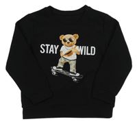 Čierna mikina s medvěďom Shein