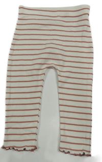 Bílo-růžové pruhované žebrované legíny George