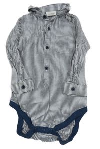 Tmavomodro-bílé pruhované košilové body Next