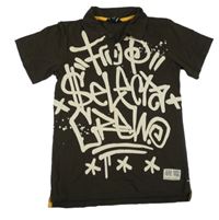Hnedé polo tričko s nápismi H&M