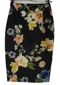 Dámská černá midi sukně s květy Select