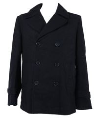 Pánský tmavomodrý vlněný kabát Royal Class