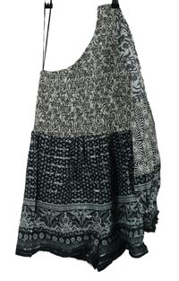 Dámská bílo-šedá vzorovaná halenková žabičková tunika River Island