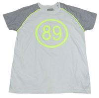Bílo-šedé tričko s neonovým číslem Zara