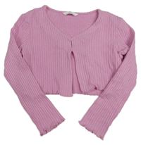 Ružový rebrovaný prepínaci crop sveter M&S