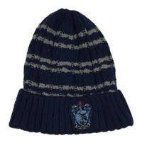 Tmavomodro-sivá čapica s pruhmi a nášivkou - Harry Potter