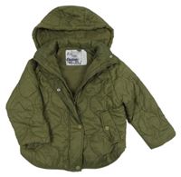 Khaki šusťáková prošívaná zateplená bunda s kapucí Nutmeg