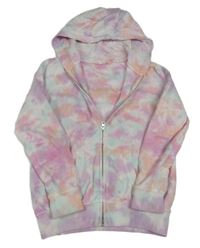 Barevná batiková propínací mikina s kapucí Next