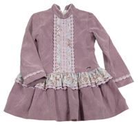 Fialové manšestrové šaty s krajkou 