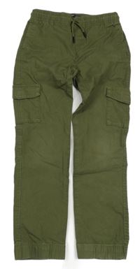 Khaki riflové cargo cuff kalhoty Denim Co.