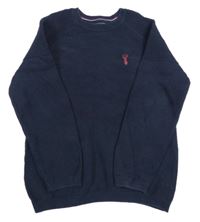 Tmavomodrý sveter s výšivkou Next