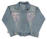 Svetlomodrá rifľová bunda s flitrami George