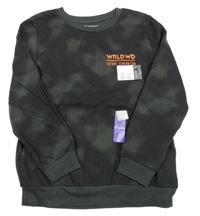 Nové - Antracitová batikovaná mikina s nápisem Primark