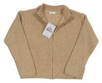 Nové - béžový melírovaný žebrovaný propínací oversize svetr Next