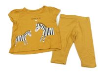 2set - Hořčicové tričko se zebrami + legíny Primark