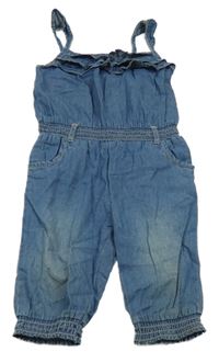 Modrý rifľový nohavicový overal s volánikmi Topomini