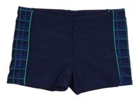 Tmavomodro-kostkované nohavičkové plavky 