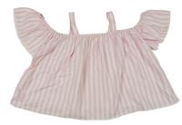 Světlerůžovo-bílá pruhovaná halenka Zara