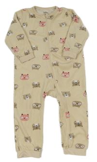 Béžový plyšový overal s medvídky Topomini