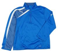 Modrá sportovní funkční mikina s pruhy Puma