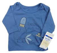 Nové - Modré tričko s vtáčky M&S
