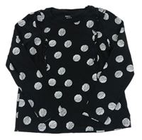 Čierne bodkovaná é tričko s volánikmi Zalando