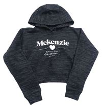 Tmavosivá melírovaná crop mikina s logom a kapucňou McKenzie