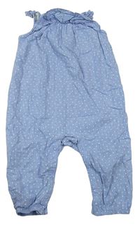 Modré plátenné na traké nohavice s bodkami H&M