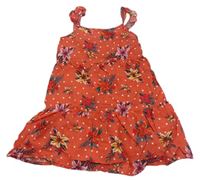 Červené plátenné šaty s kvetmi Primark