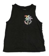 Čierny crop top s palmami Primark