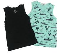 2x - Čierne + mátové tielko s dinosaurom H&M