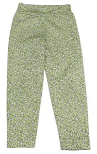 Bielo-žlto-zelené kvietkovane športové capri legíny Primark