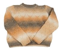 Hnedo-oranžovo-biely pruhovaný oversize sveter Primark