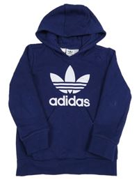 Tmavomodrá mikina s logom a kapucňou Adidas