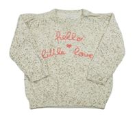 Smetanovo-hnedý melírovaný sveter s nápisom C&A