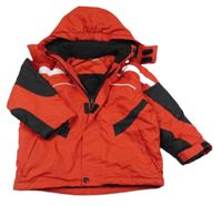 Červeno-černá funkční šusťáková zimní bunda s kapucí Crane