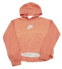 Broskvová crop mikina s logem a kapucí Nike 