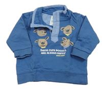 Modré polo triko s pejsky C&A