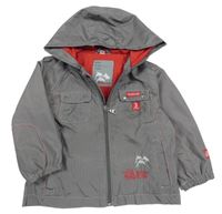 Sivá pruhovaná šušťáková jarná bunda s kapucňou Ecocamp