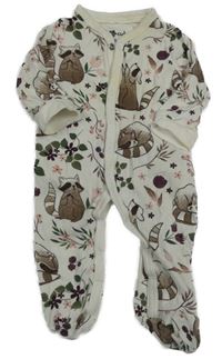 Biely kvietkovany overal s mývaly So Cute