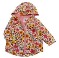 Bílá šusťáková jarní bunda s kytičkami F&F