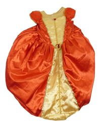 Kostým - Červeno-žluté saténovo/sametové šaty s flitry a organzou - Belle Disney