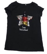 Čierne tričko s hvězdou z flitrů Topolino