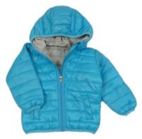 Tyrkysová šusťáková prošívaná jarní zateplená bunda s kapucí Impidimpi