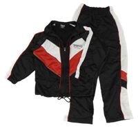2set - Černo-bílo-červená propínací sportovní mikina + kalhoty Trend