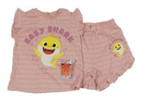 Nové - 2set - Světlerůžové tričko + kraťasy se žralokem George 