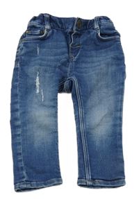 Tmavomodré teplákové rifle s vyšúchaním H&M